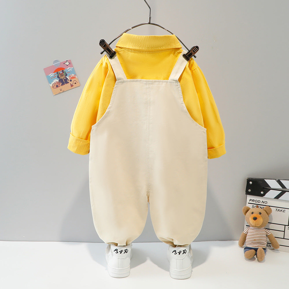 [340145] - Setelan Kemeja Overall Fashion Anak - Motif Hello Rabbit