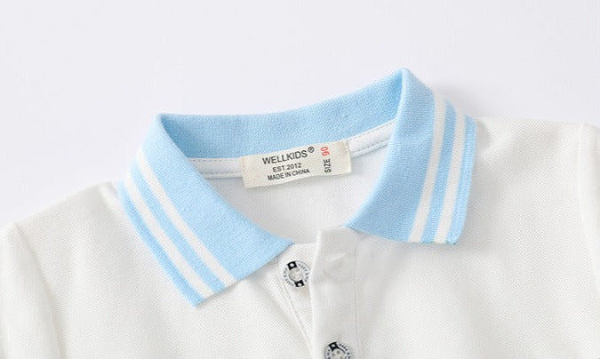 [513546] - Atasan Kaos Kerah Polo Lengan Pendek Anak Laki-laki - Motif Plain Lines