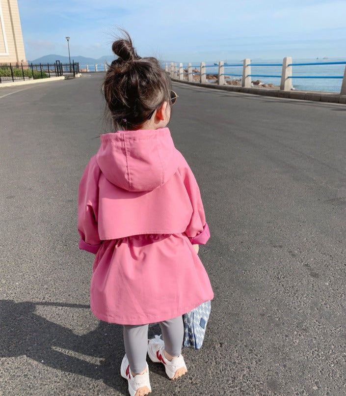 [507646] - Atasan Jaket Hoodie Blazer Anak Perempuan - Motif Plain Raincoat