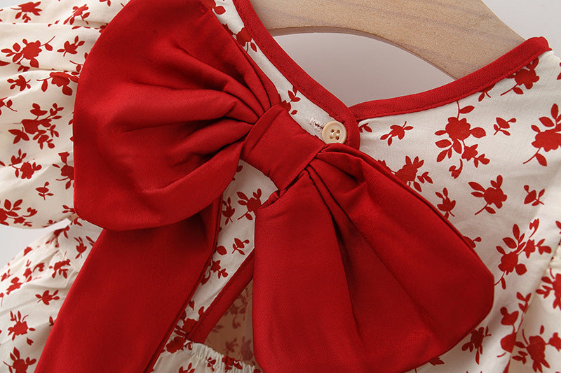 [340269] - Dress Lengan Pendek Balon Anak Perempuan - Motif Ribbon Abstract