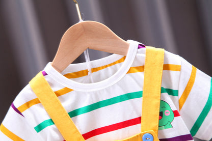 [368436] - Setelan Overall Fashion Anak Import - Motif Dino Pocket