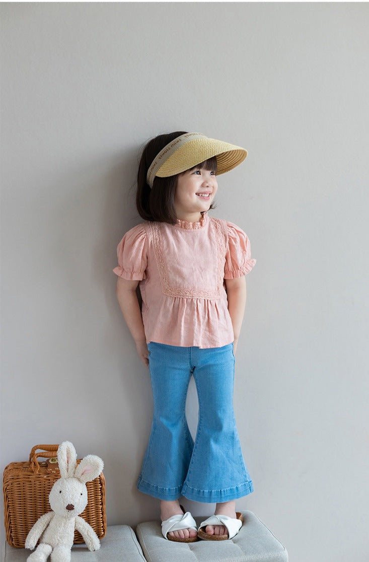 [507657] - Celana Panjang Jeans Cutbray Anak Perempuan - Motif Just Plain