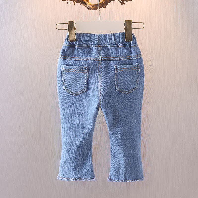 [352355] - Celana Panjang Jeans Cutbray Rawis Anak Perempuan - Motif Small Pearl