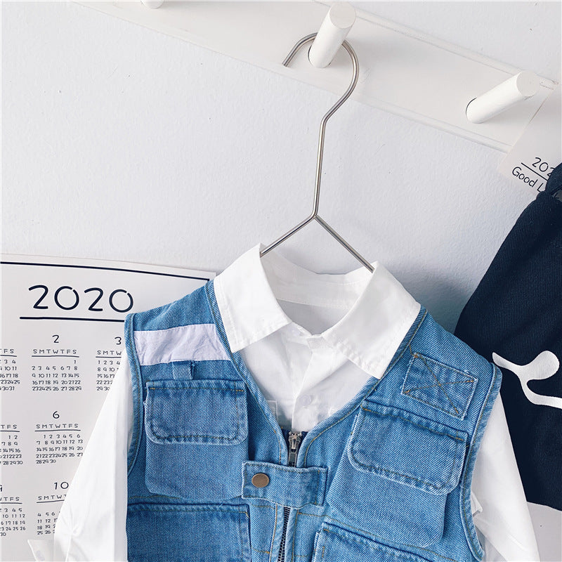 [507518] - Atasan Jaket Jeans Fashion Anak Cowok - Motif Four Pockets