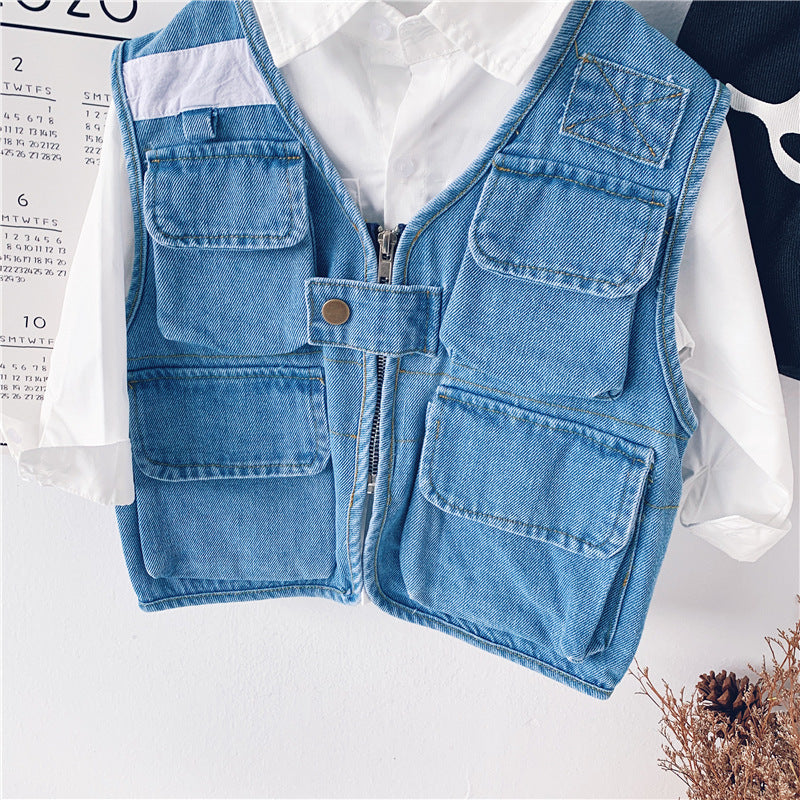 [507518] - Atasan Jaket Jeans Fashion Anak Cowok - Motif Four Pockets
