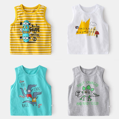 [513576] - Atasan Kaos Lengan Kutung Singlet Anak Laki-laki - Motif Robo Dino