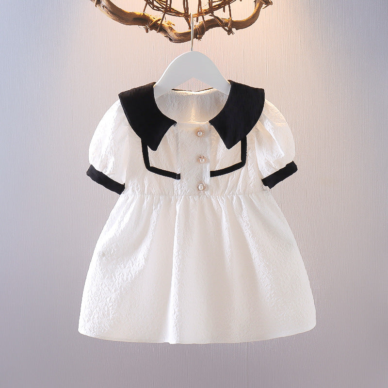 [352330] - Dress Mini Lengan Pendek Anak Perempuan - Motif Plain Line