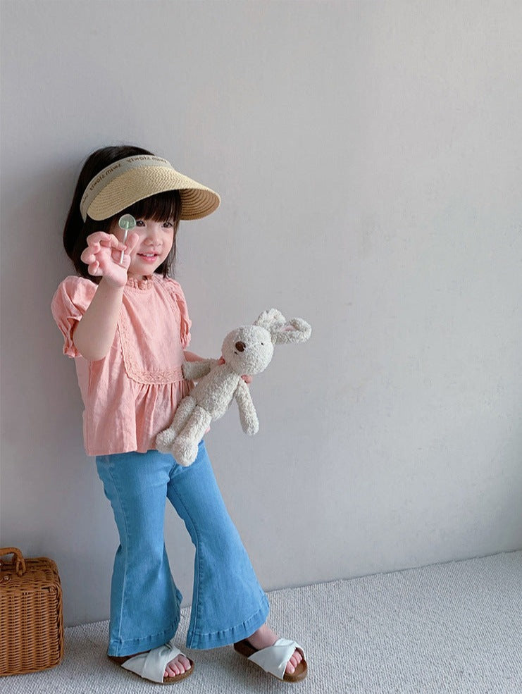 [507657] - Celana Panjang Jeans Cutbray Anak Perempuan - Motif Just Plain
