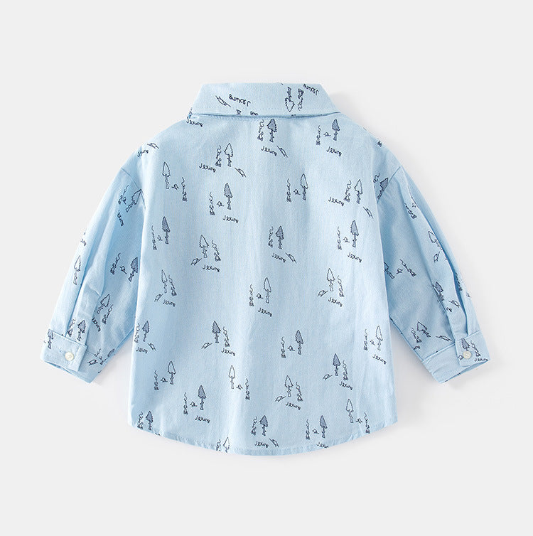 [513663] - Atasan Kemeja Lengan Panjang Anak Laki-Laki - Motif Unclear Image