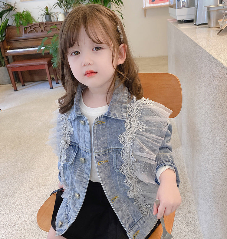 [507367] - Atasan Jaket Fashion Anak Perempuan - Motif Lace Jeans