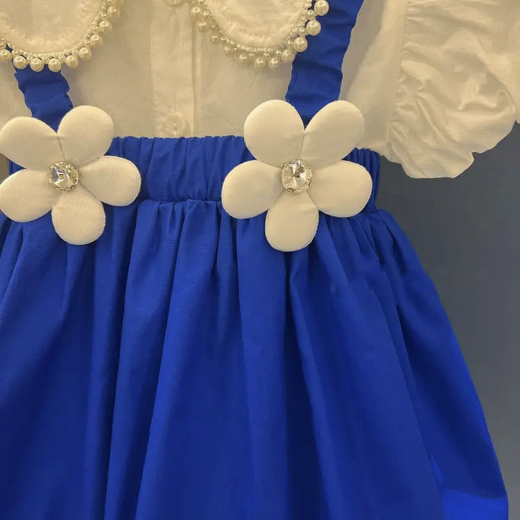 [363525] - Setelan Blouse Lengan Balon Celana Overall Anak Perempuan - Motif Flower Lace