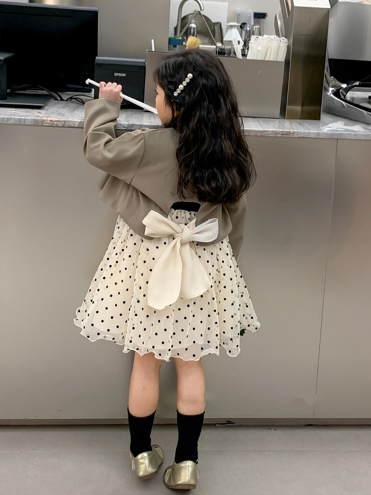 [363582] - Setelan Dress Mini Blazer Anak Perempuan - Motif Casual Polka
