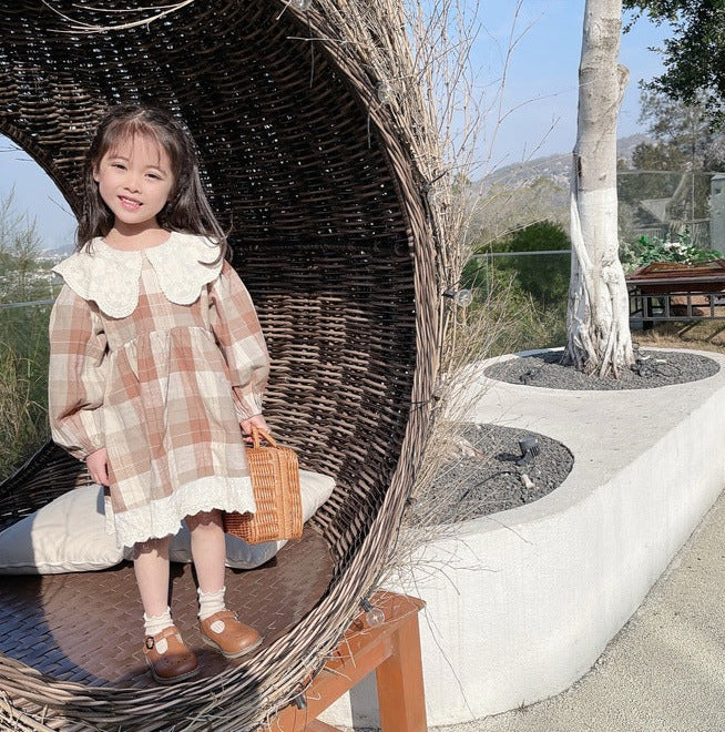 [507684] - Dress Kerah Renda Oversize Anak Perempuan - Motif Big Box