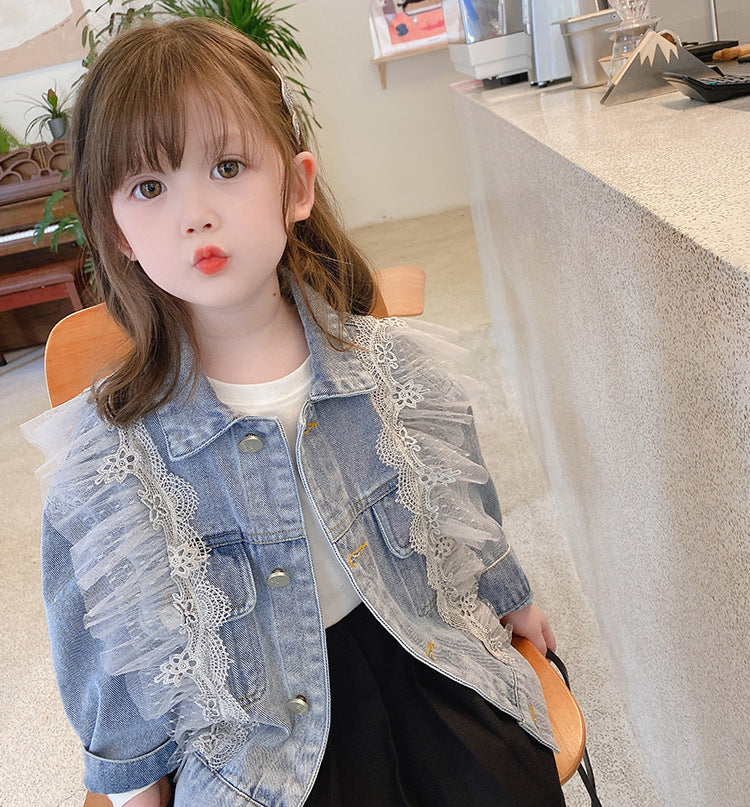 [507367] - Atasan Jaket Fashion Anak Perempuan - Motif Lace Jeans