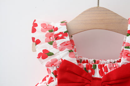 [340273] - Setelan Dress Pantai Lengan Kutung Import Anak Perempuan - Motif Ribbon Flowers