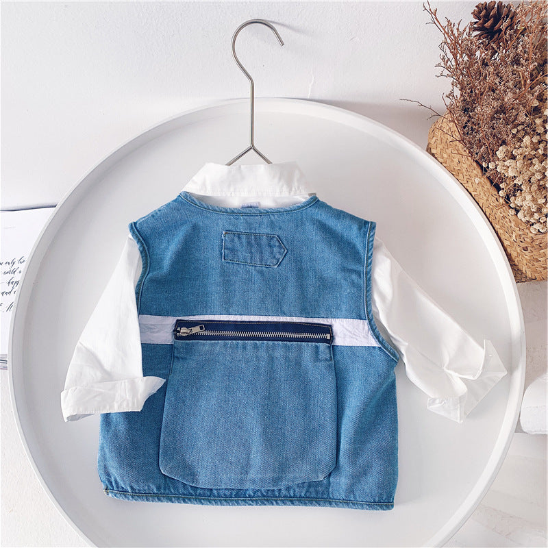 [507518] - Atasan Jaket Jeans Fashion Anak Cowok - Motif Four Pockets