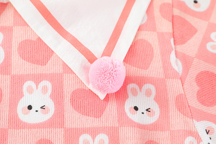 [340204] - Setelan 3D Sweater Pom Pom Celana Jogger Anak Perempuan - Motif Heart Rabbit