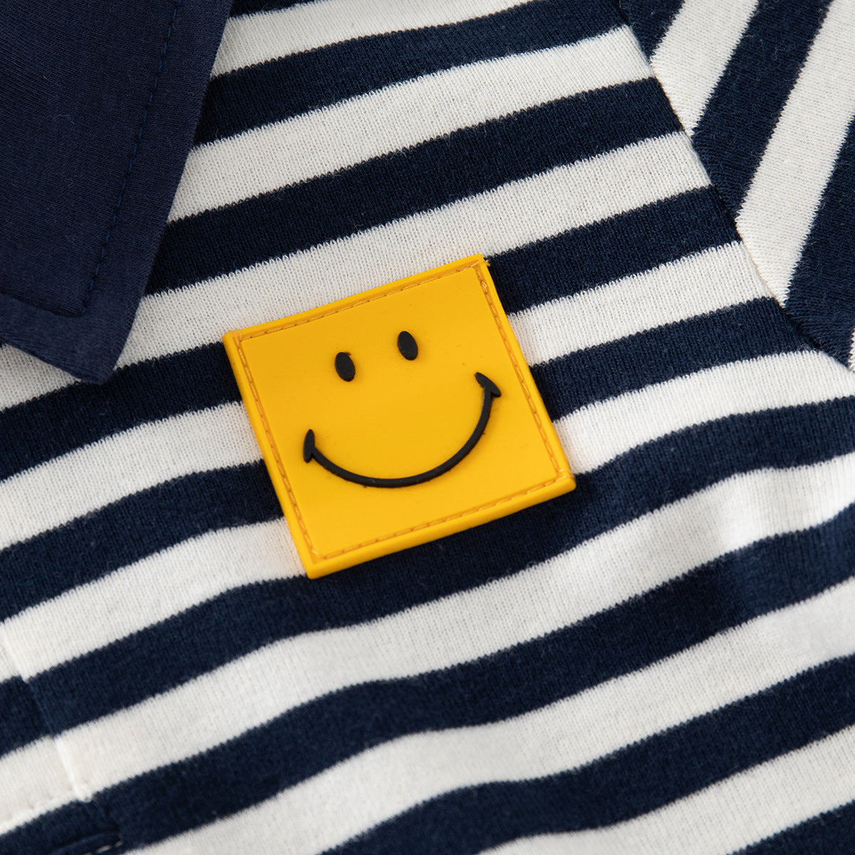 [513648] - Atasan Kaos Kerah Polo Lengan Panjang Anak Laki-Laki - Motif Striped Smile