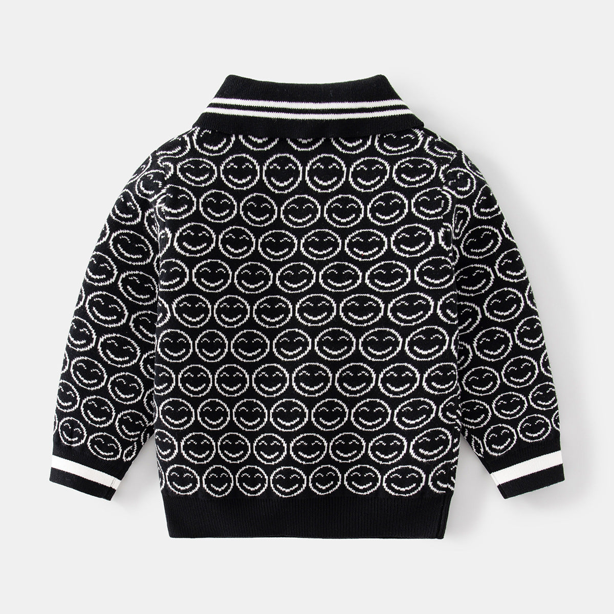 [513650] - Atasan Sweater Polo Kerah Lengan Panjang Anak Laki-Laki - Motif Round Smile