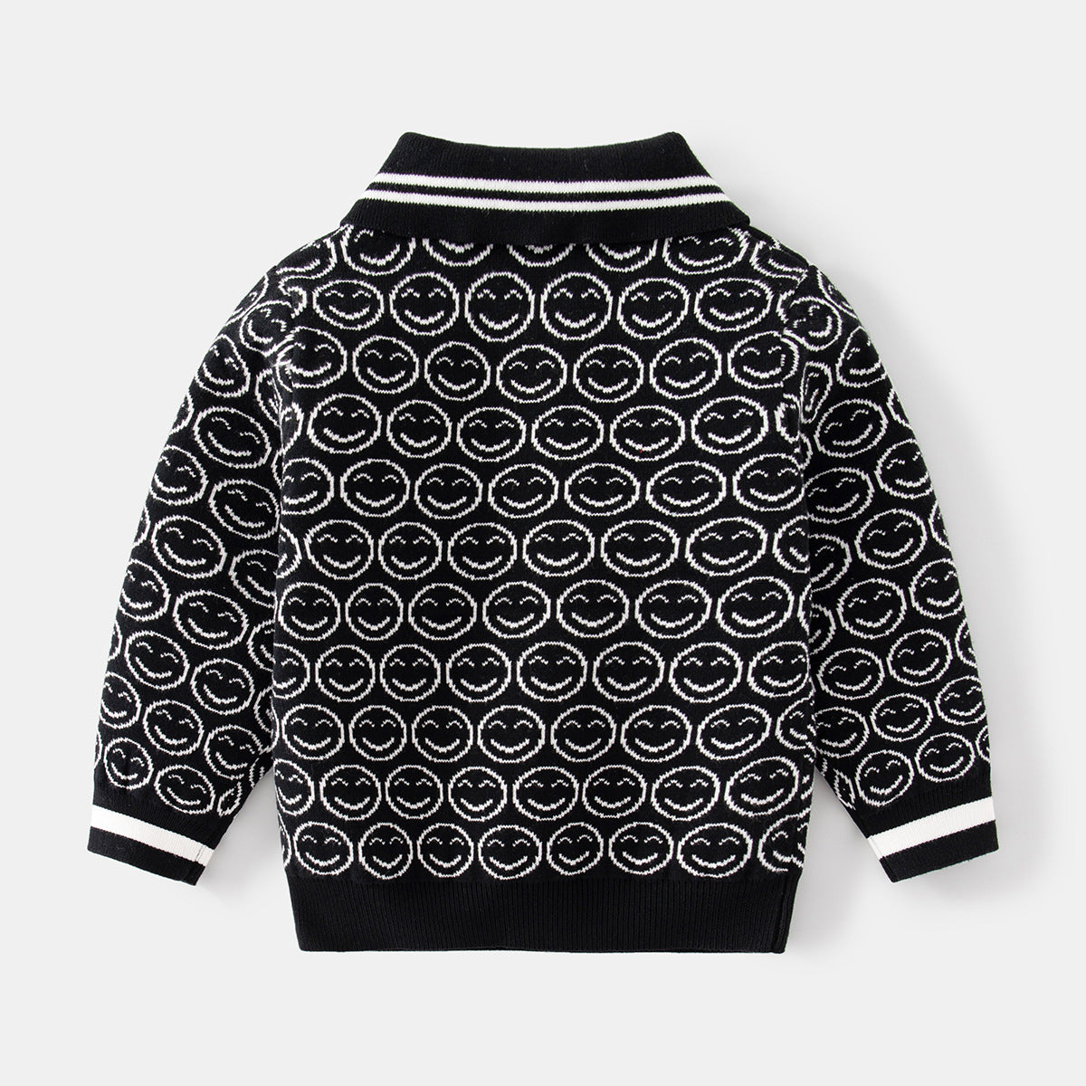 [513650] - Atasan Sweater Polo Kerah Lengan Panjang Import Anak Laki-Laki - Motif Round Smile