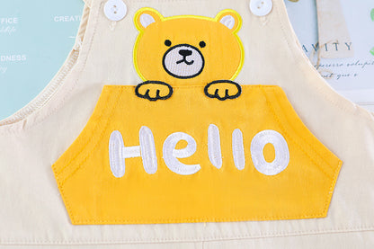 [340145] - Setelan Kemeja Overall Fashion Anak - Motif Hello Rabbit