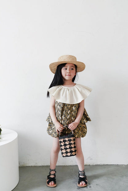 [507633] - Setelan Blouse Celana Pendek Anak Perempuan - Motif Faint Pattern