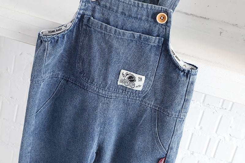 [345315] - Setelan Jaket Hoodie Overall Jeans Kodok Anak Laki-Laki - Motif Plain Pocket