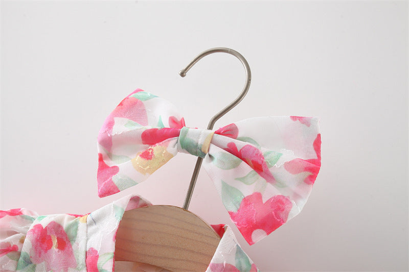 [340254] - Dress Bunga Lengan Pendek Balon Import Anak Perempuan - Motif Blossom Field