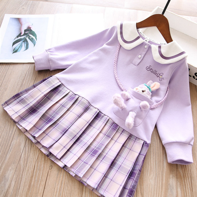 [363514] - 3D Dress Boneka Rok Lipat Plisket Gaya Korea Anak Perempuan - Motif Pocket Rabbit