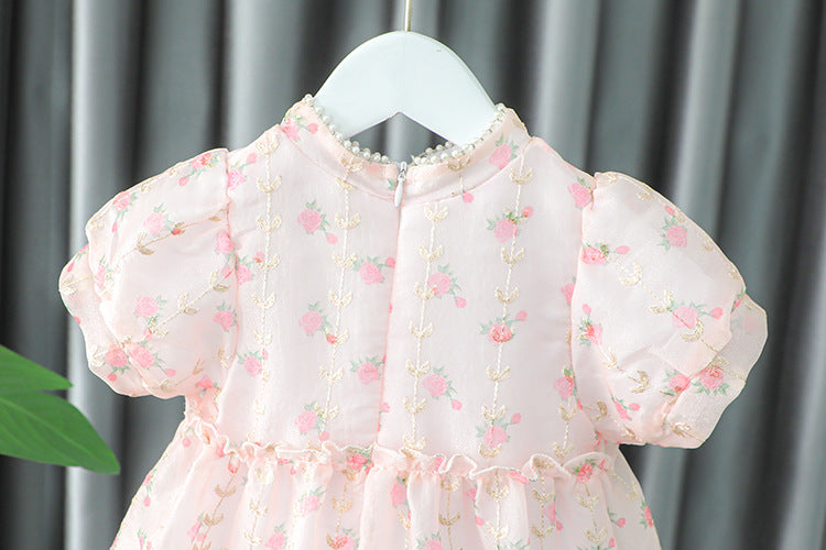 [340244] - Dress Sanghai Lengan Pendek Anak Perempuan - Motif Beauty Flower