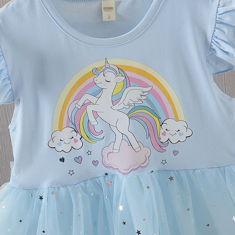 [363350] - Dress Fashion Anak - Rainbow Unicorn