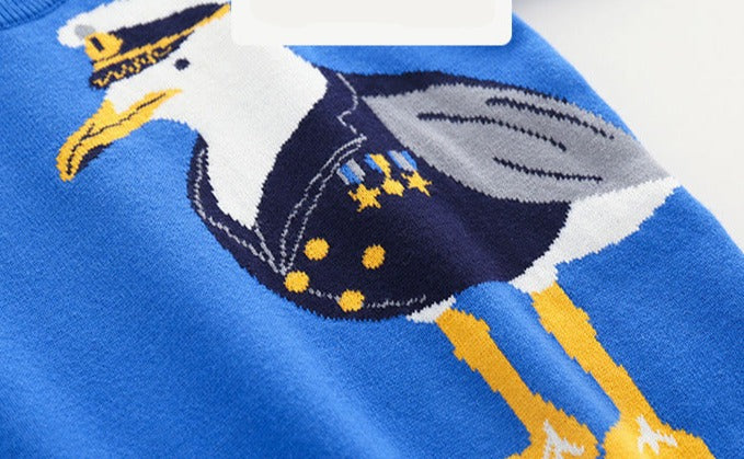 [513666] - Atasan Sweater Crewneck Lengan Panjang Anak Laki-Laki - Motif Sailor Bird