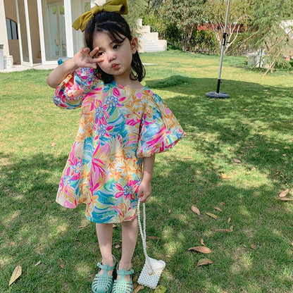 [507599] - Dress Fashion Anak Perempuan - Motif Colorful Plants