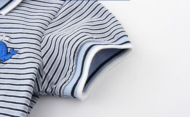 [513233] - Atasan Kaos Polo Anak - Motif Shark Line