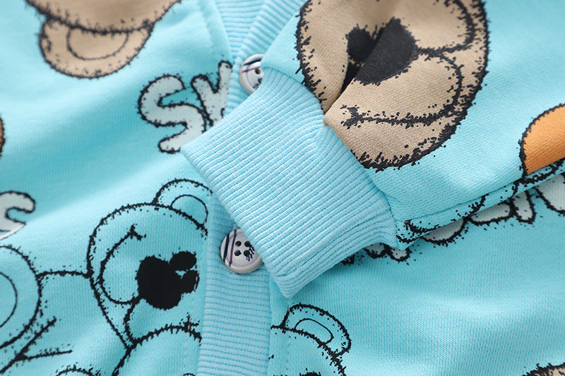 [345313] - Setelan 3 in 1 Kaos Jaket Cardigan Celana Jeans Sobek Anak Laki-Laki - Motif Smile Bear