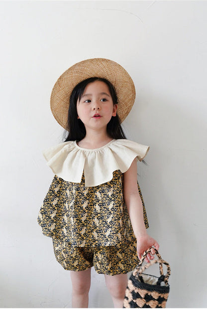 [507633] - Setelan Blouse Celana Pendek Anak Perempuan - Motif Faint Pattern