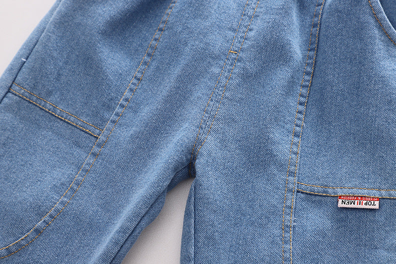 [345332] - Setelan 3 in 1 Cardigan Kemeja Celana Panjang Jeans Anak Laki-Laki - Motif Stare Dino