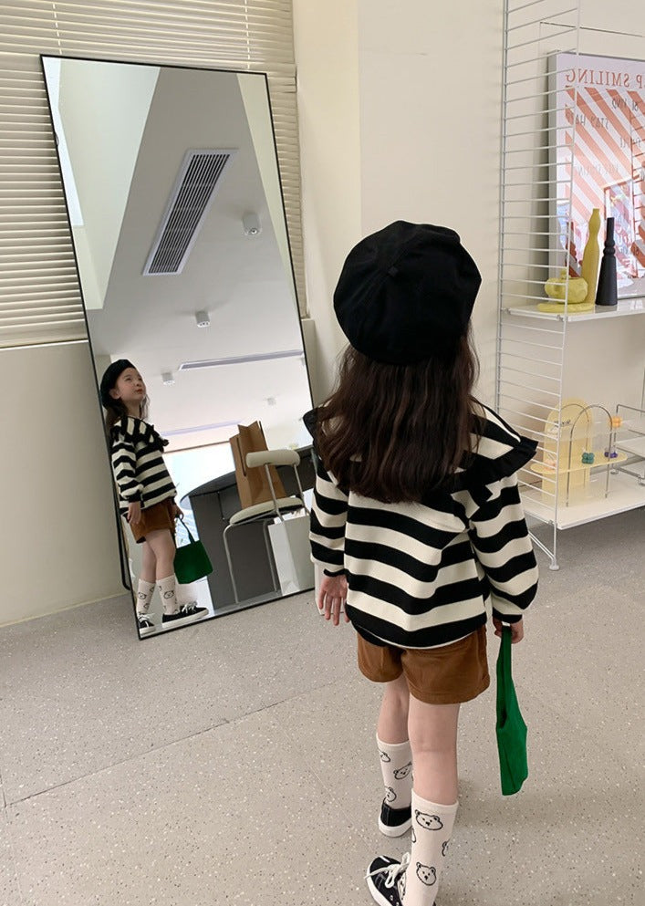 [507695] - Atasan Blouse Sweater Belang Anak Perempuan - Motif Sweet Stripes