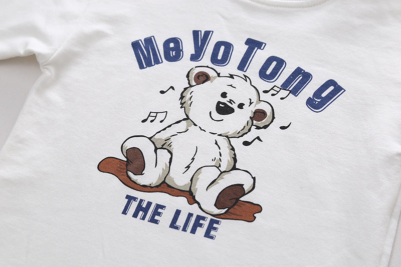 [345330] - Setelan 3 in 1 Jaket Baseball Bordir Celana Panjang Jogger Anak Laki-Laki - Motif Bear Happy