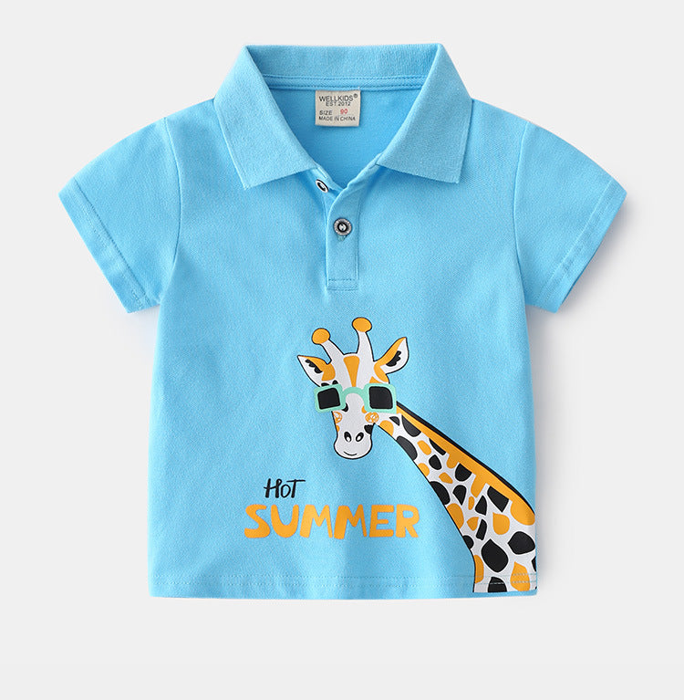 [513108] - Atasan Kaos Polo Fashion Anak - Motif Cool Giraffe