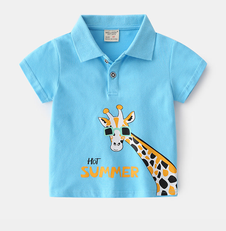 [513108] - Atasan Kaos Polo Fashion Anak Import - Motif Cool Giraffe