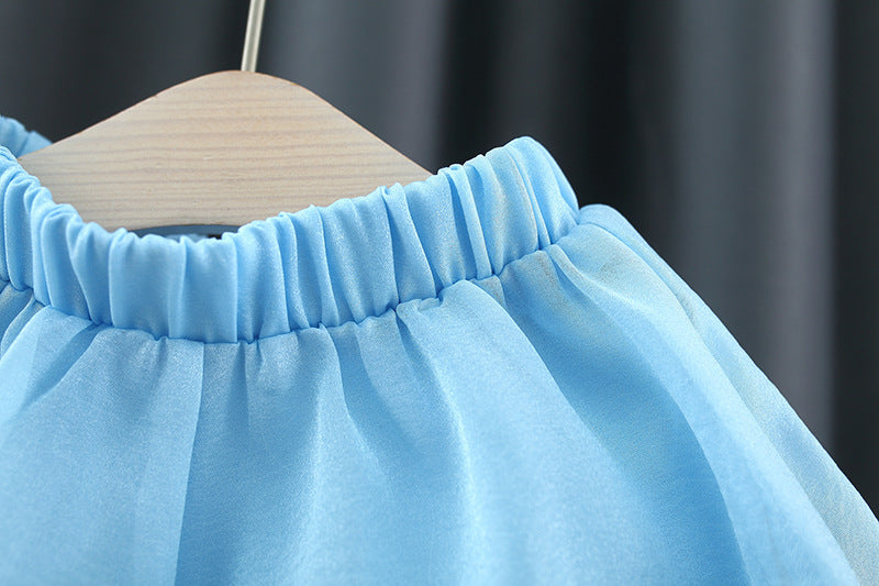 [340242] - Setelan Blouse Kutung Celana Pendek Anak Perempuan - Motif Dew Ribbon