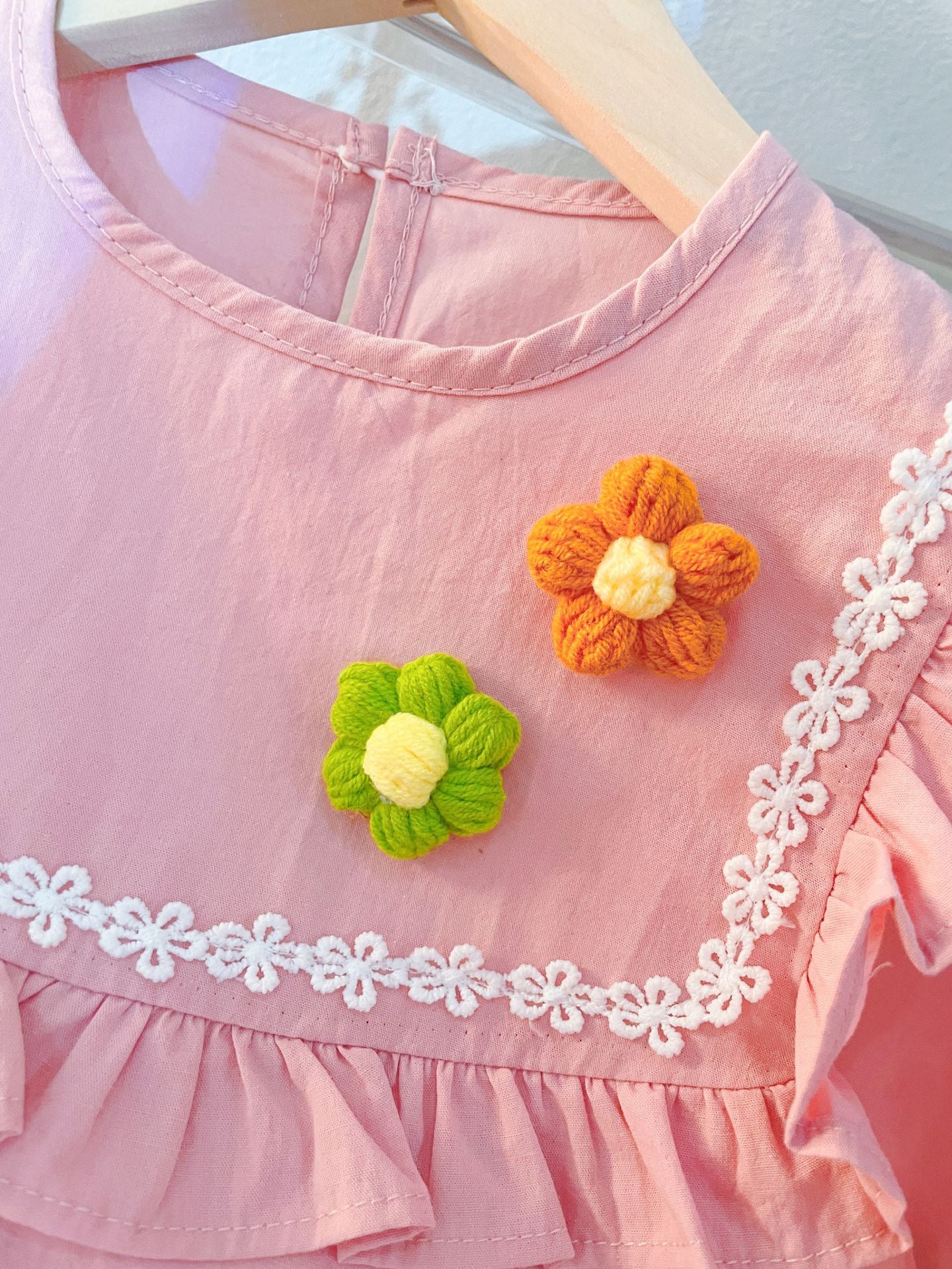 [340211] - Setelan 3D Blouse Renda Celana Cutbray Anak Perempuan - Motif Pretty Flower