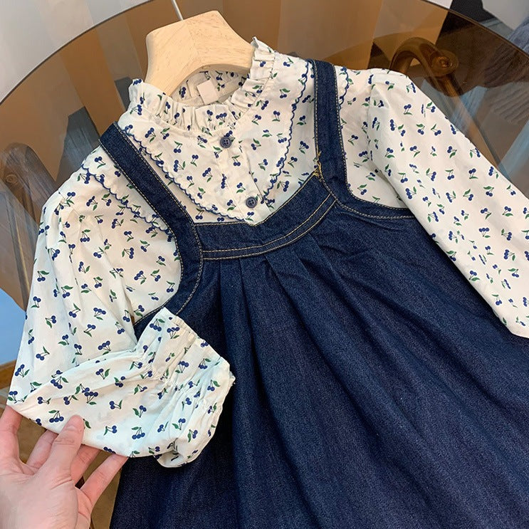 [363544] - Setelan Blouse Overall Kodok Anak Perempuan - Motif Little Lychee