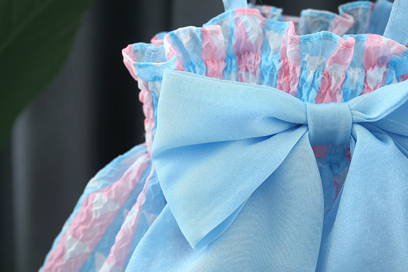 [340242] - Setelan Blouse Kutung Celana Pendek Anak Perempuan - Motif Dew Ribbon