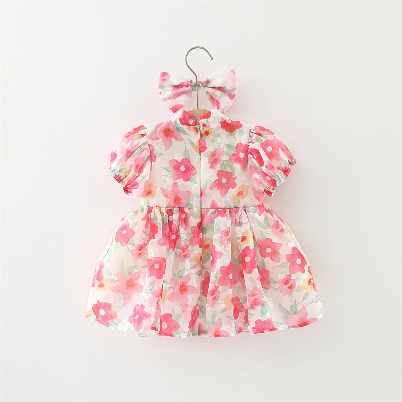 [340254] - Dress Bunga Lengan Pendek Balon Anak Perempuan - Motif Blossom Field