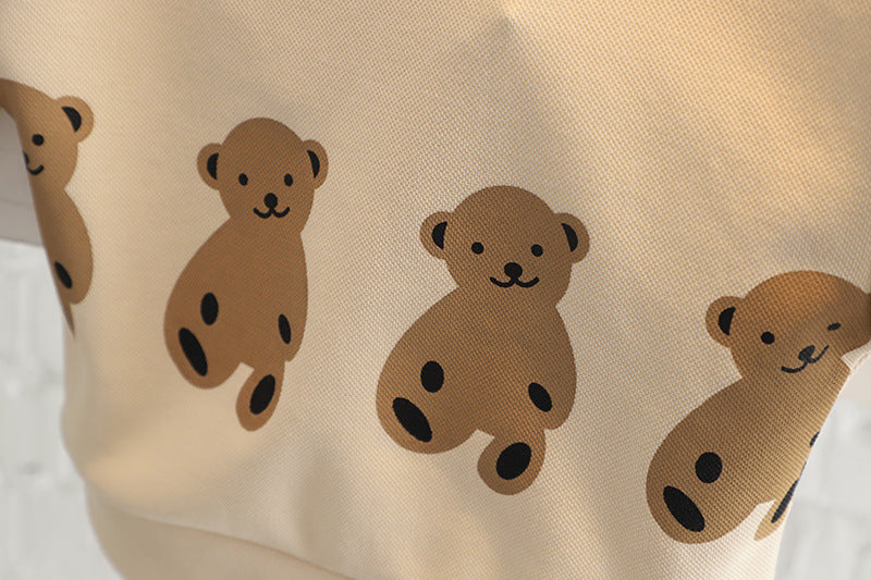 [345358] - Setelan Sweater Polo Kerah Celana Jogger Anak Laki-Laki - Motif Bear Row