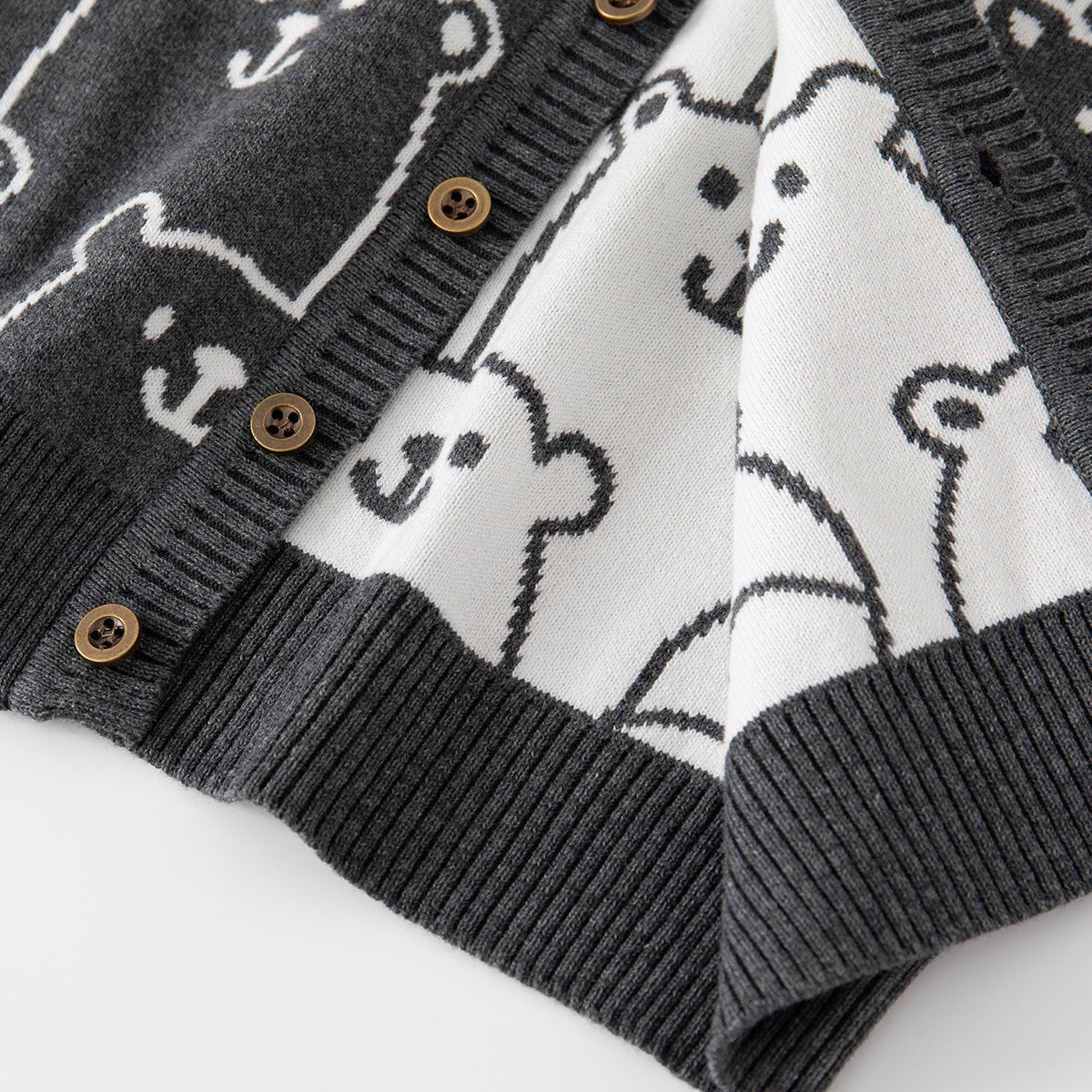 [513665] - Atasan Jaket Cardigan Lengan Panjang Anak Laki-Laki - Motif Round Bear