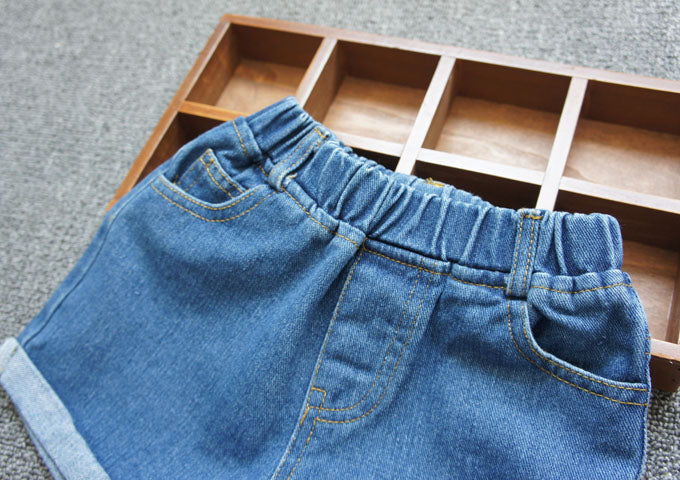 [508150] - Celana Jeans Anak Kekinian / Bawahan Pendek Anak - Motif Lower Roll