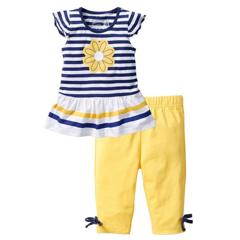 [356142] - Setelan Ootd Kutung Anak - Motif Line Flowers